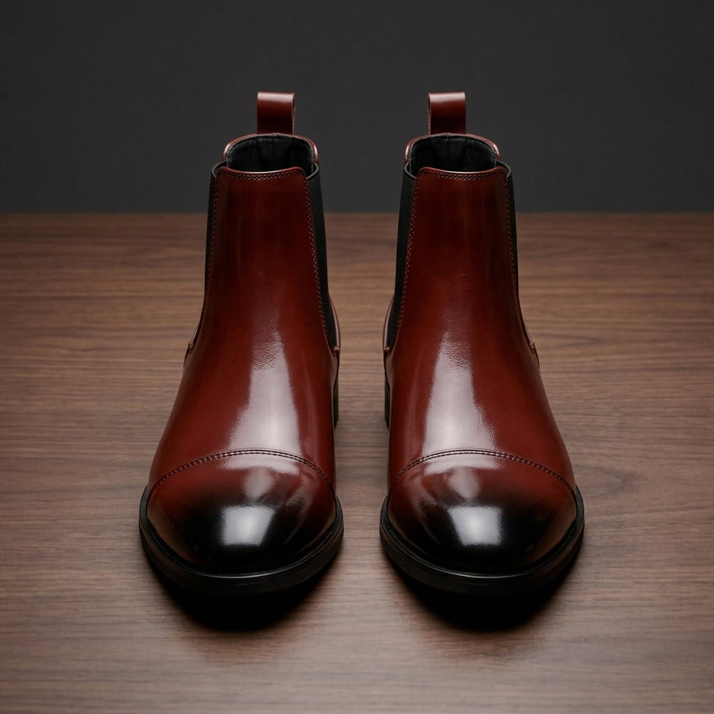 Cap Toe Faux Leather Chelsea Boots