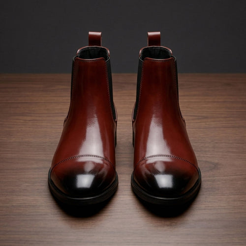 Cap Toe Faux Leather Chelsea Boots