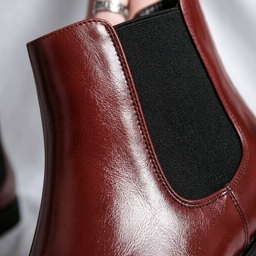 Cap Toe Faux Leather Chelsea Boots