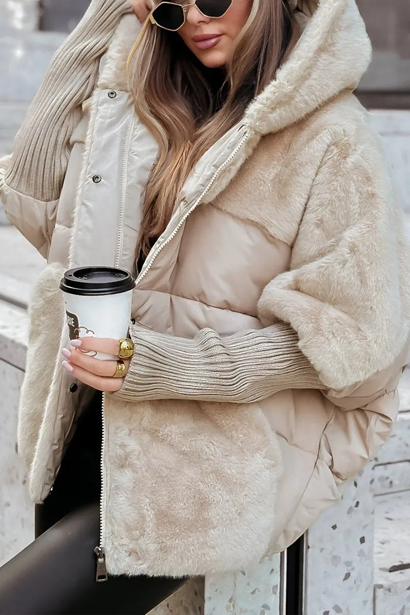 Oversized Teddy Puffer Coat with Hood