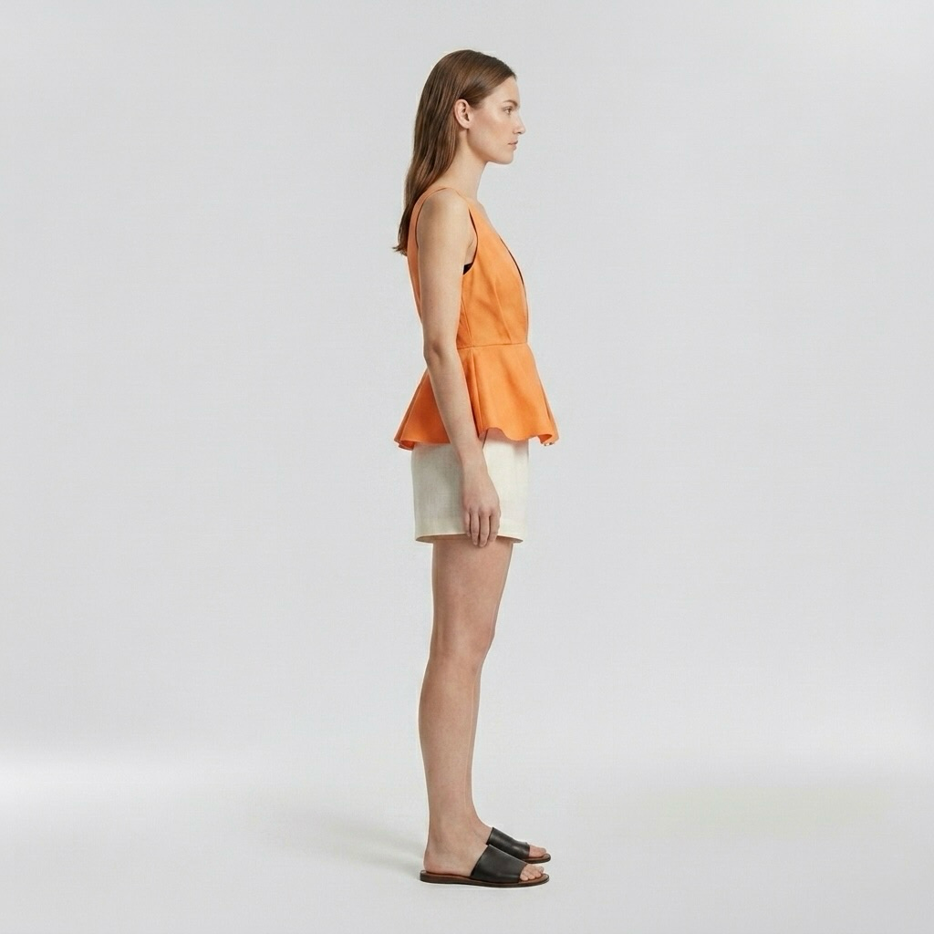Plunge-Neck Peplum Blouse