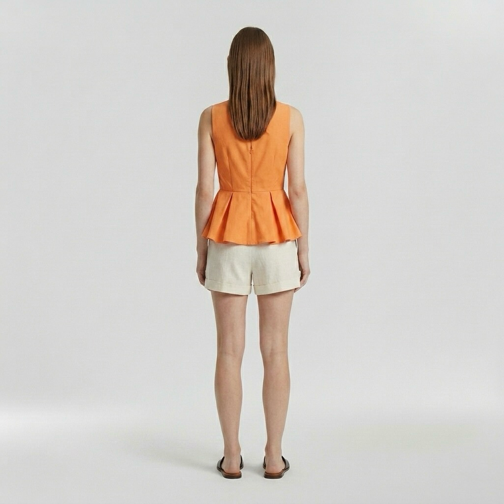 Plunge-Neck Peplum Blouse