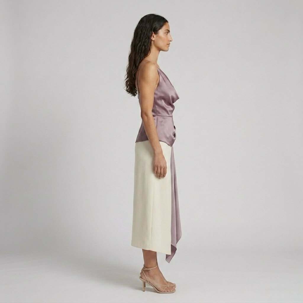 Cowl-Neck Satin Blouse