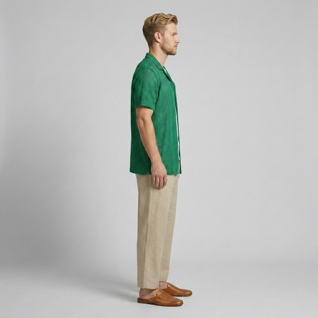 Open-Knit Camp Shirt
