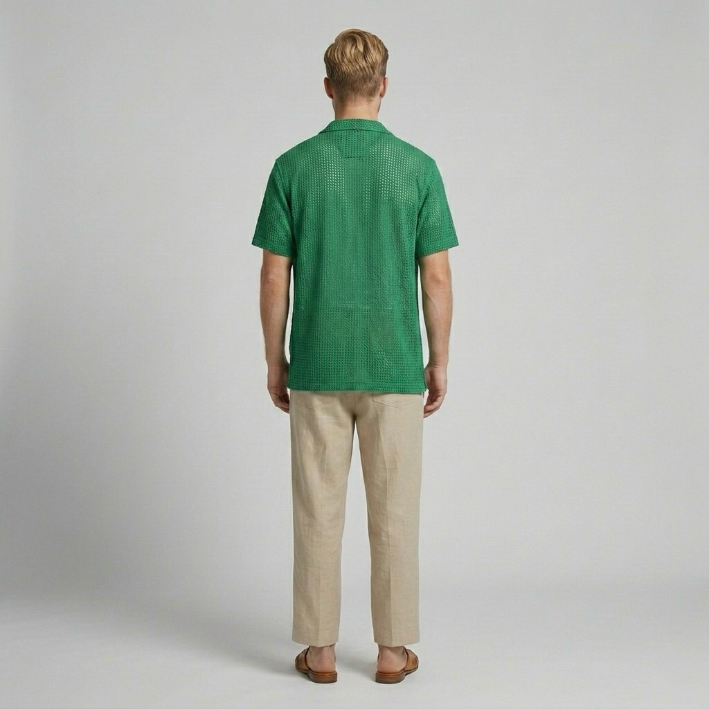 Open-Knit Camp Shirt