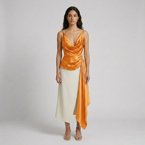Cowl-Neck Satin Blouse