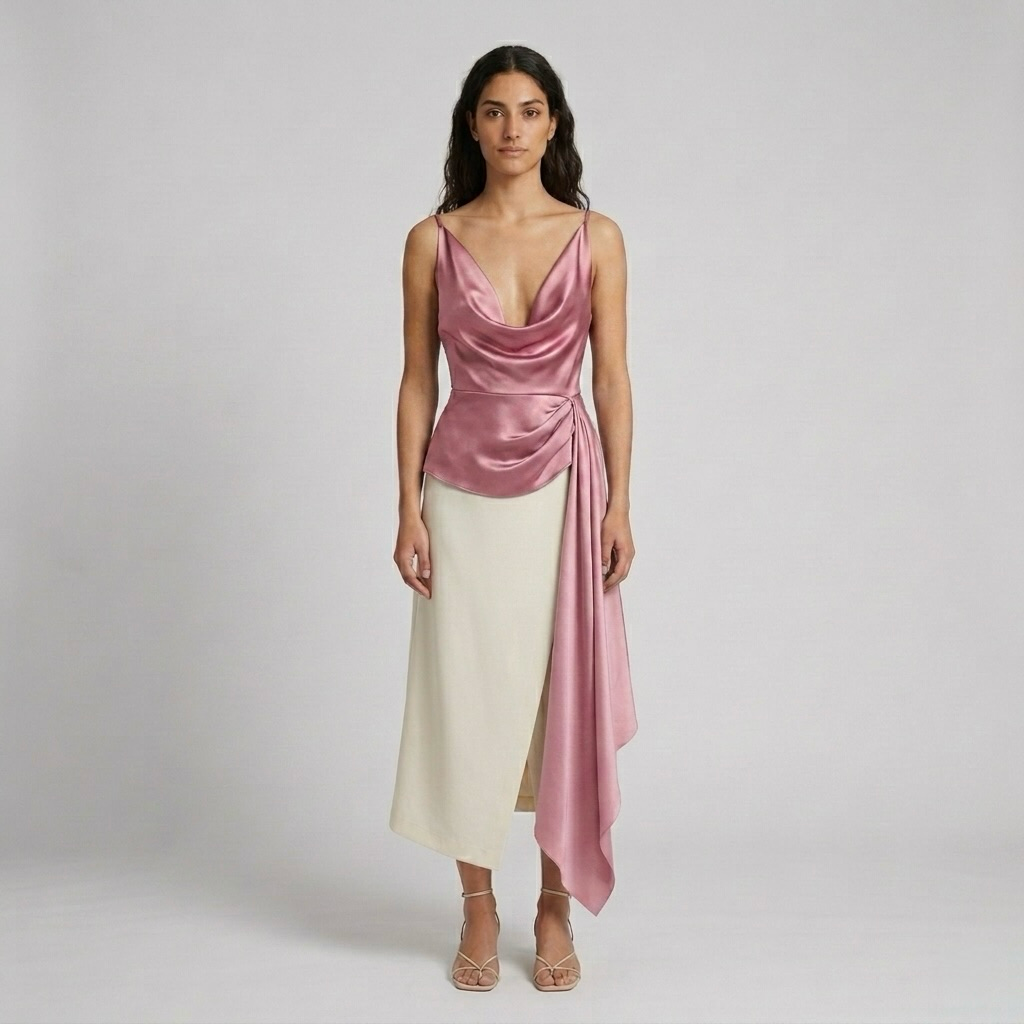 Cowl-Neck Satin Blouse