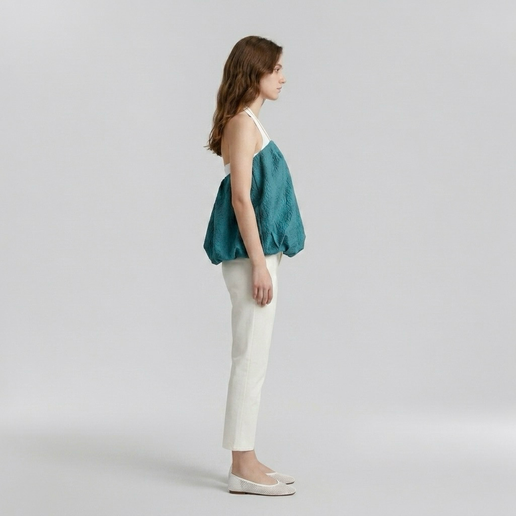 Bubble-Hem Halter Blouse
