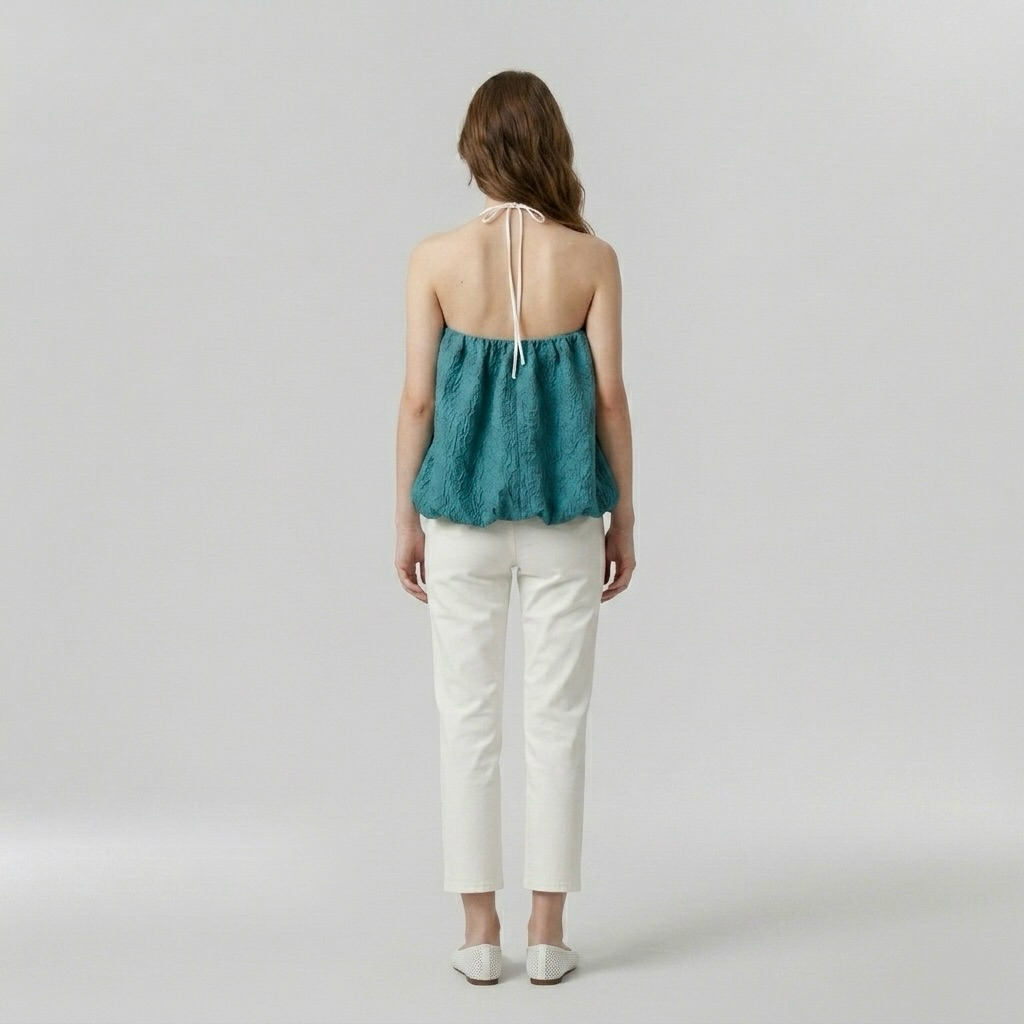 Bubble-Hem Halter Blouse