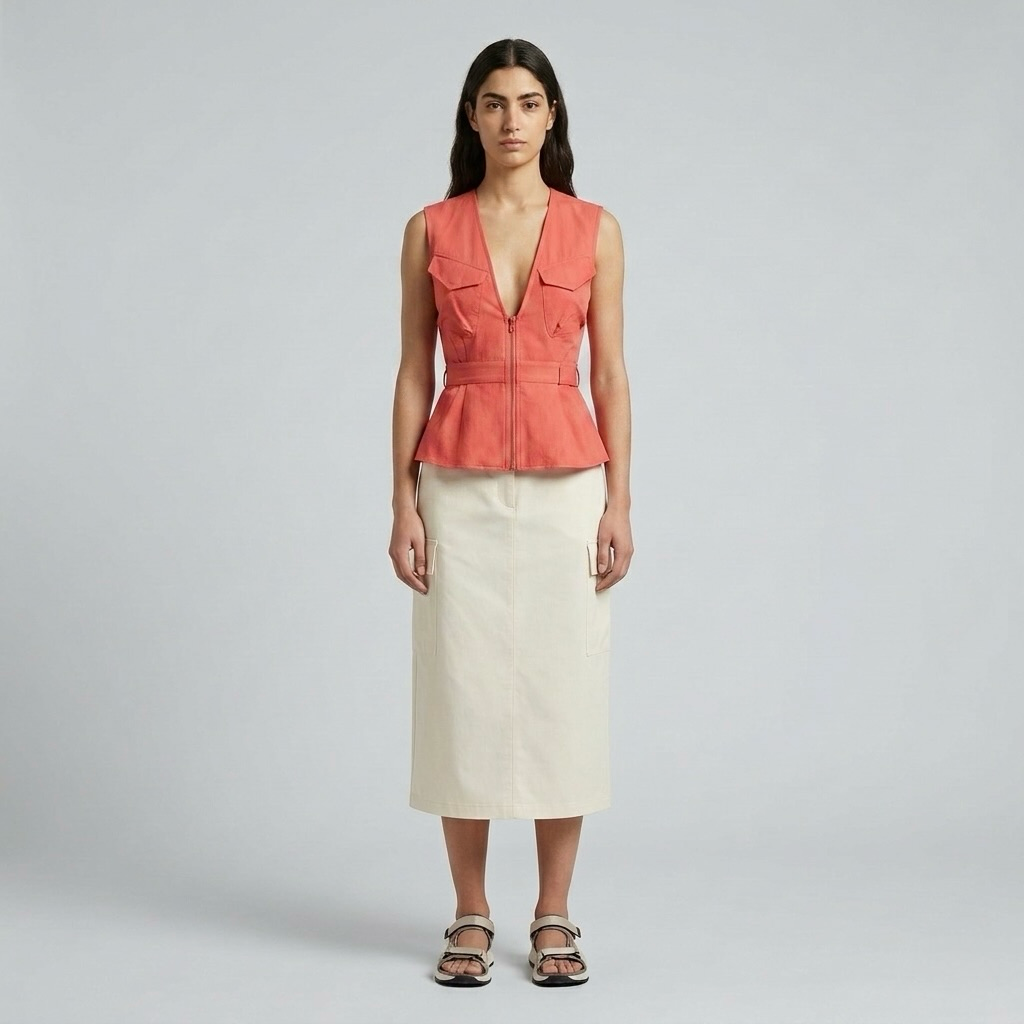 Zip Peplum Vest