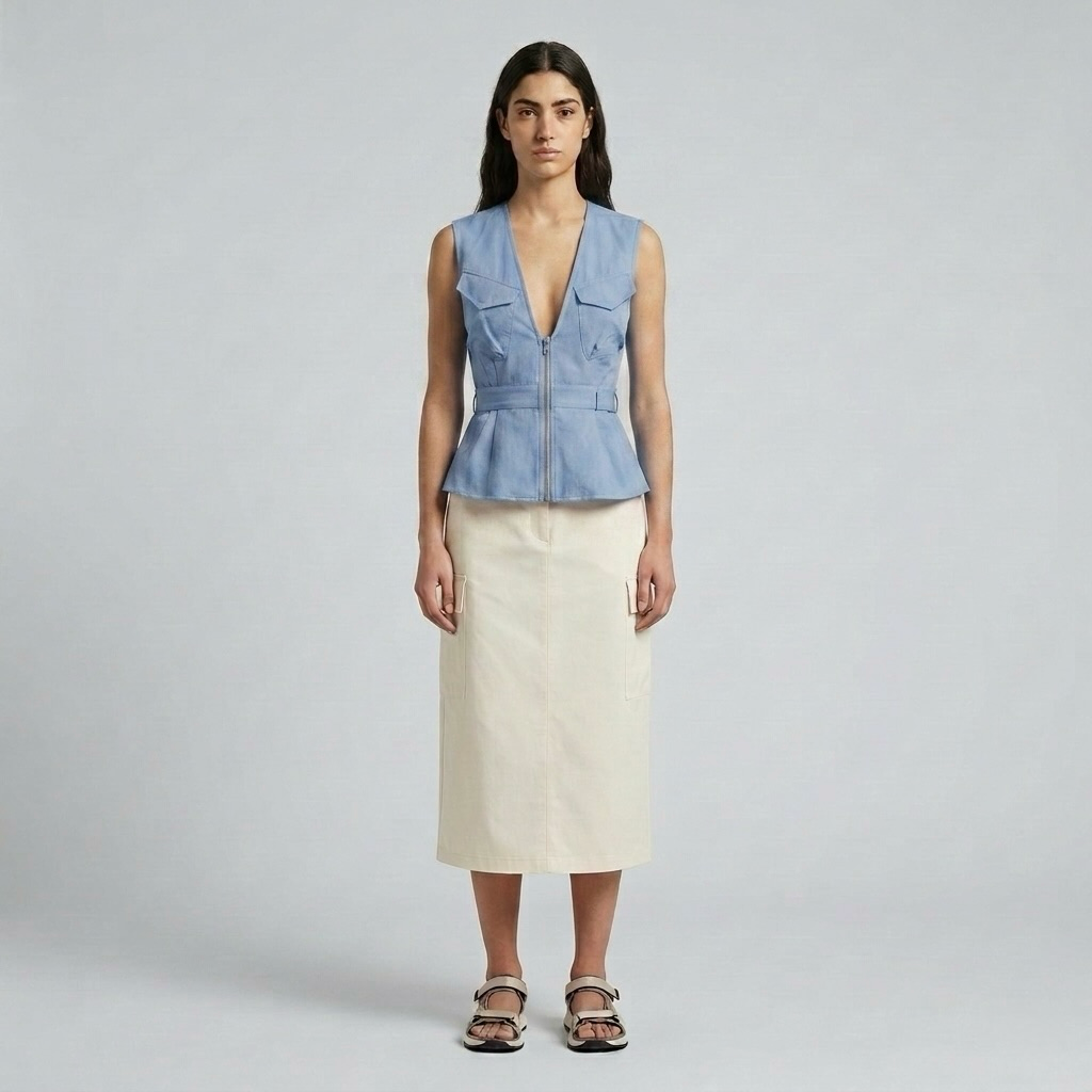 Zip Peplum Vest