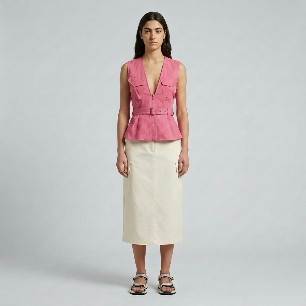 Zip Peplum Vest