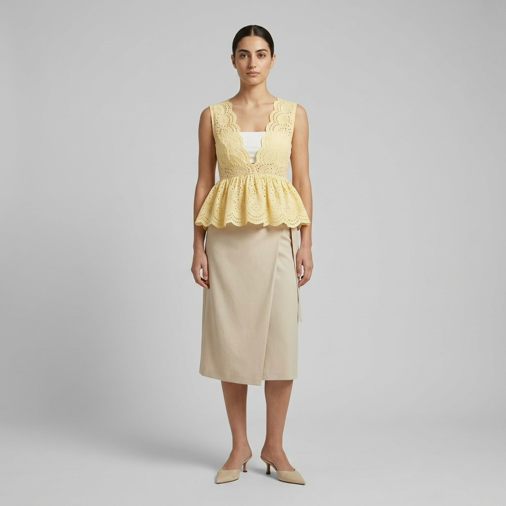 Scalloped Eyelet Blouse