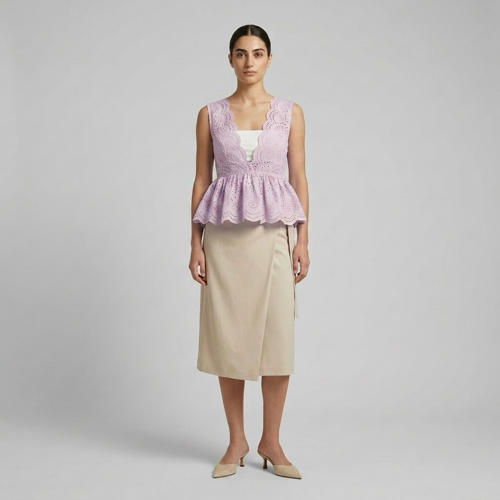Scalloped Eyelet Blouse