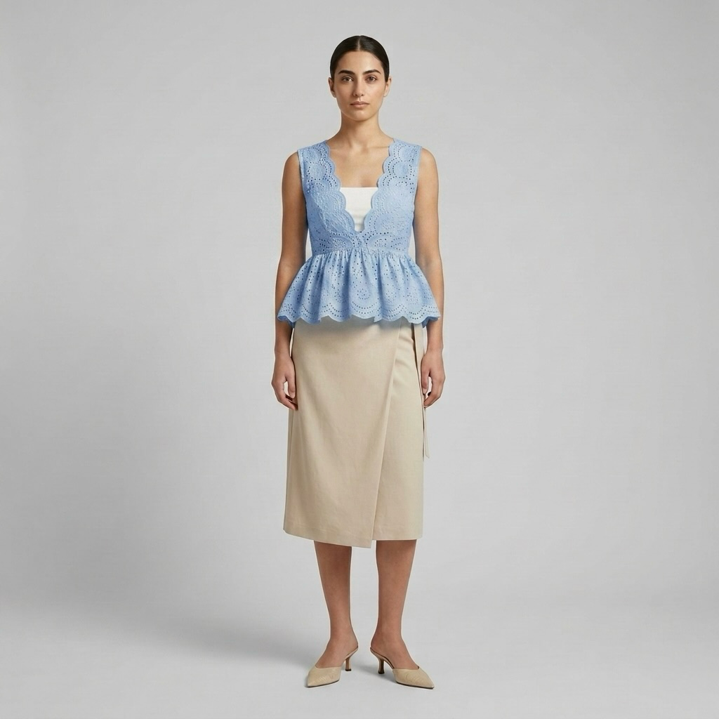Scalloped Eyelet Blouse