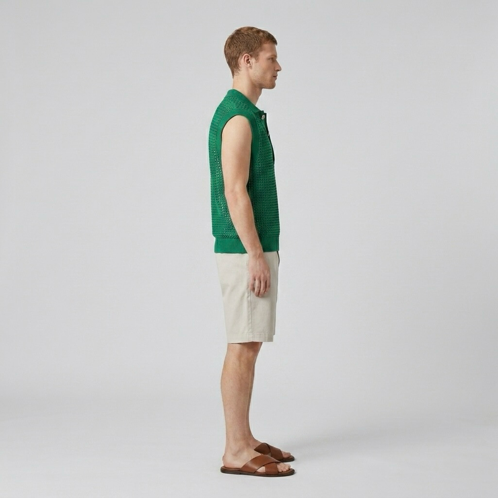 Open-Knit Polo Tank