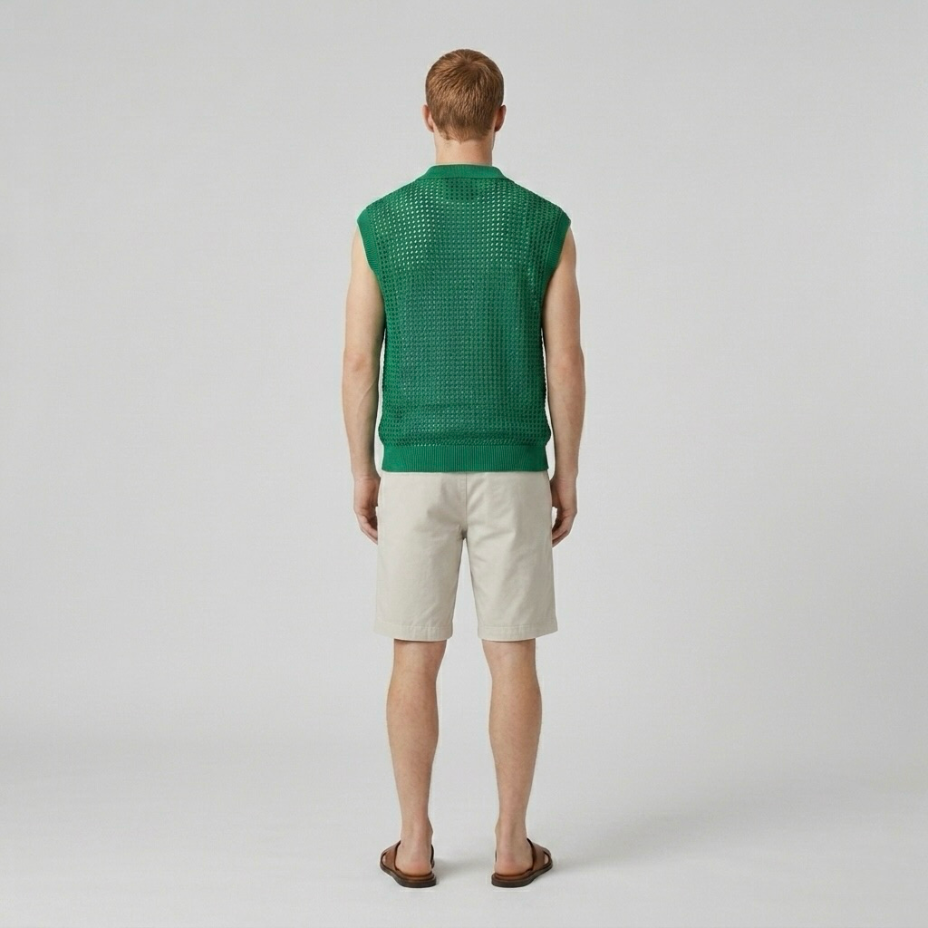 Open-Knit Polo Tank