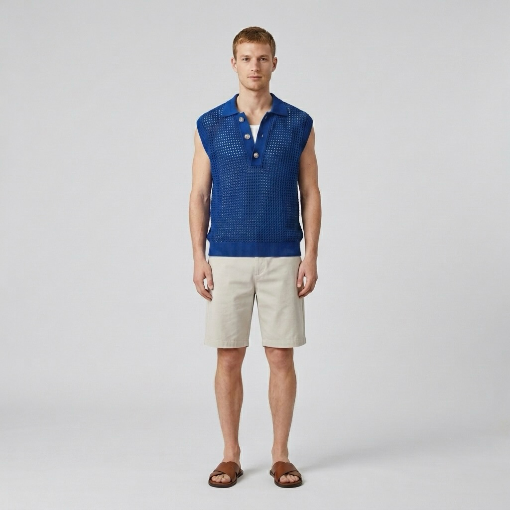 Open-Knit Polo Tank