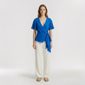 Flutter-Sleeve Wrap Blouse