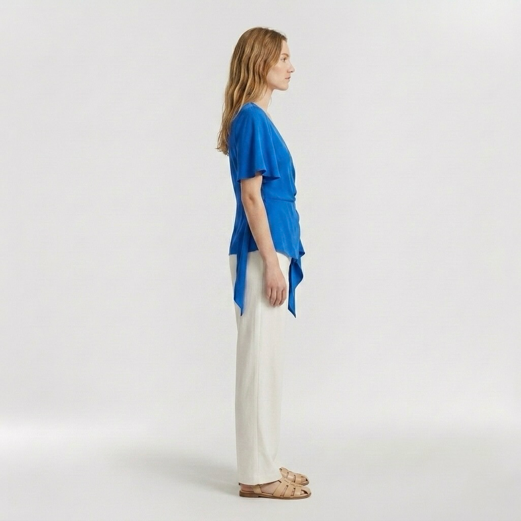 Flutter-Sleeve Wrap Blouse