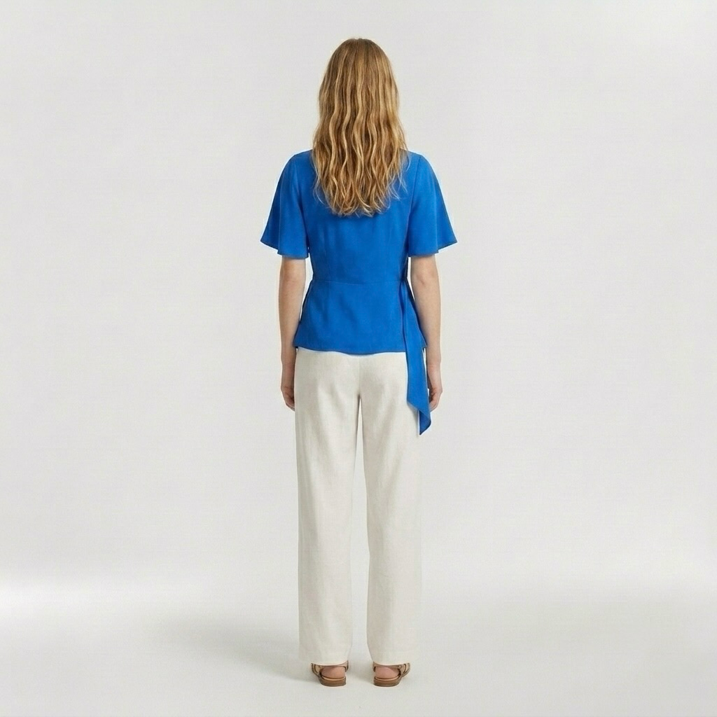 Flutter-Sleeve Wrap Blouse