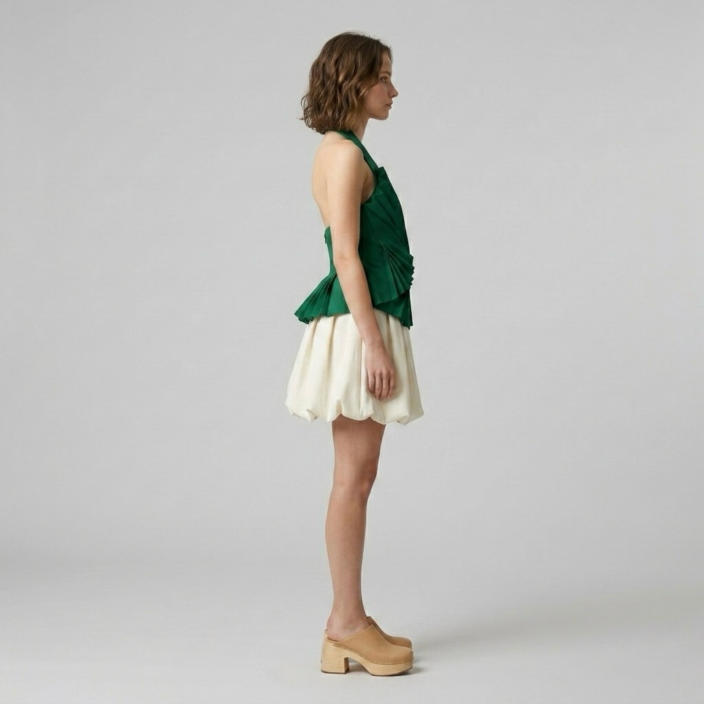 Pleated Halter Blouse