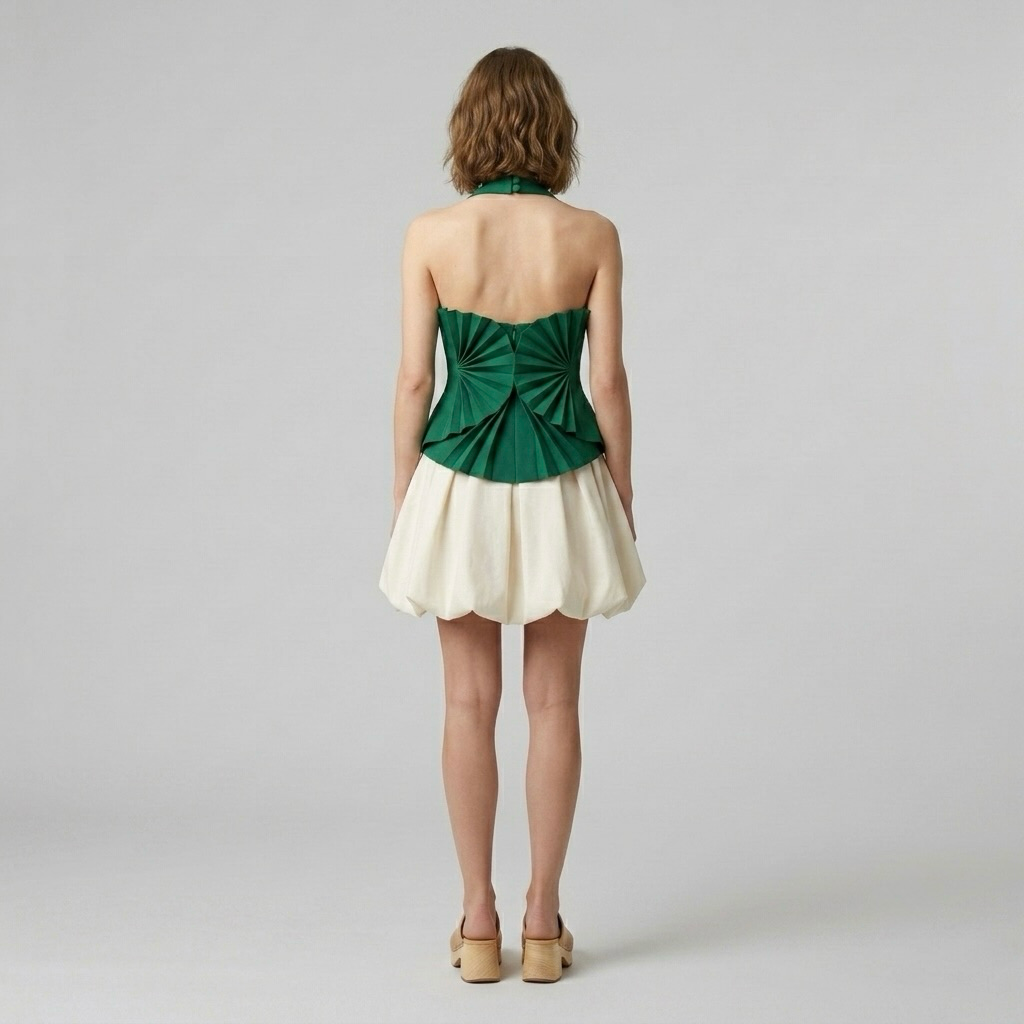 Pleated Halter Blouse