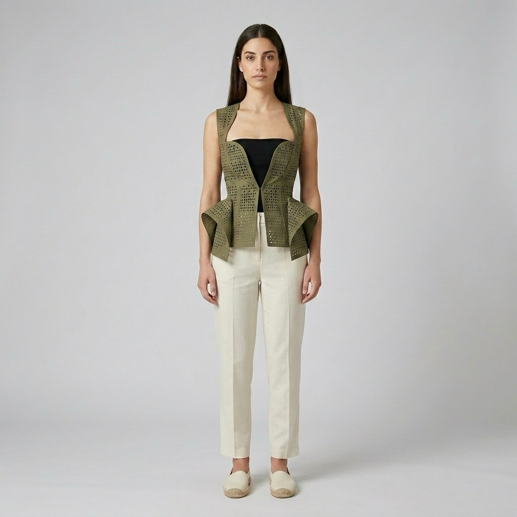 Perforated Peplum Vest