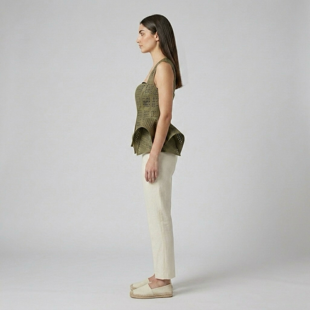 Perforated Peplum Vest