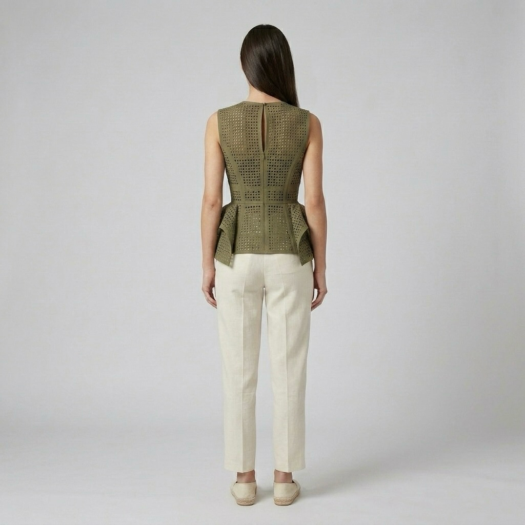 Perforated Peplum Vest