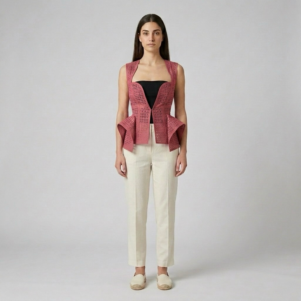 Perforated Peplum Vest