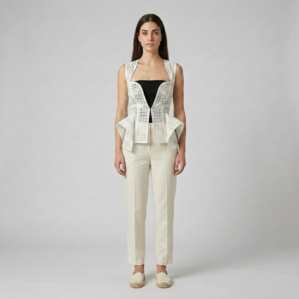 Perforated Peplum Vest