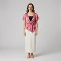 Wrap-Tie Satin Blouse