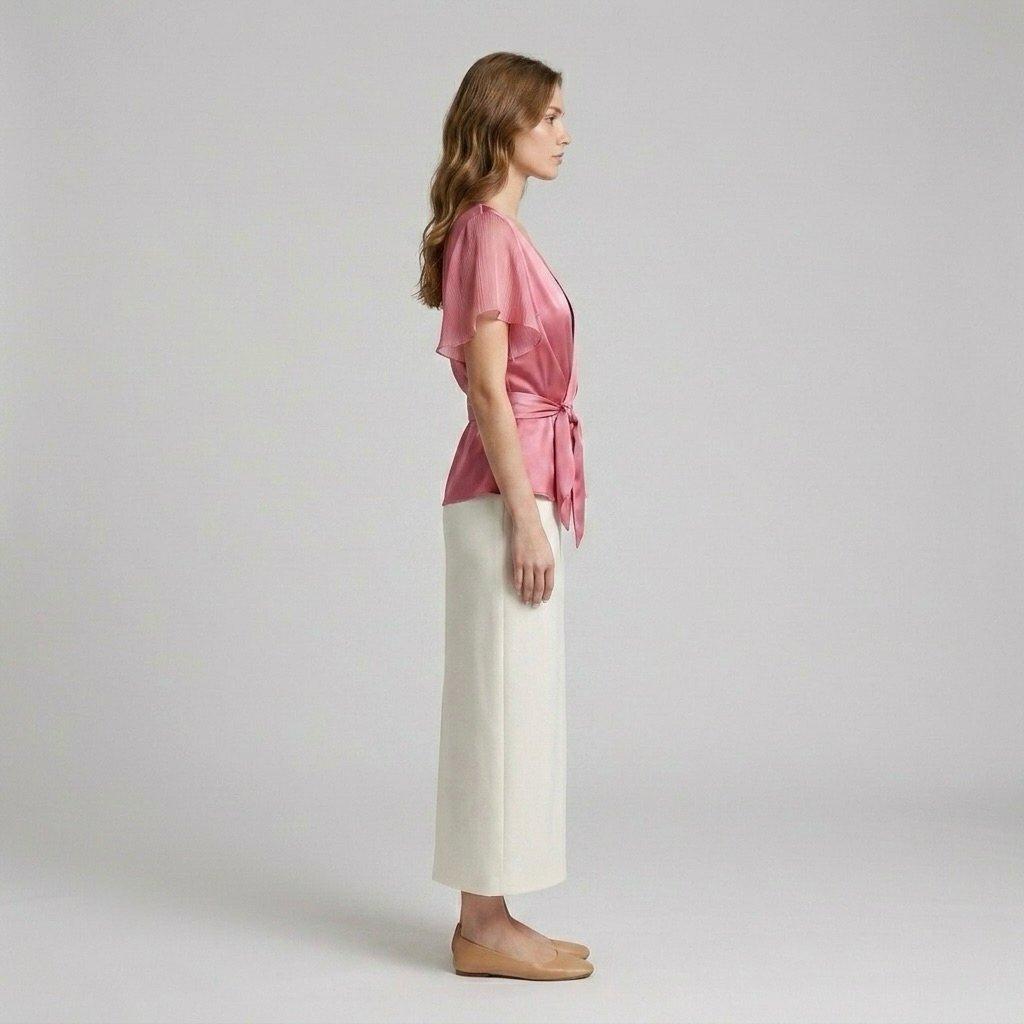 Wrap-Tie Satin Blouse
