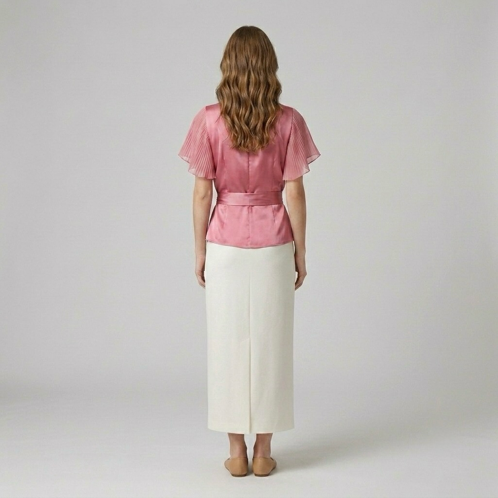 Wrap-Tie Satin Blouse