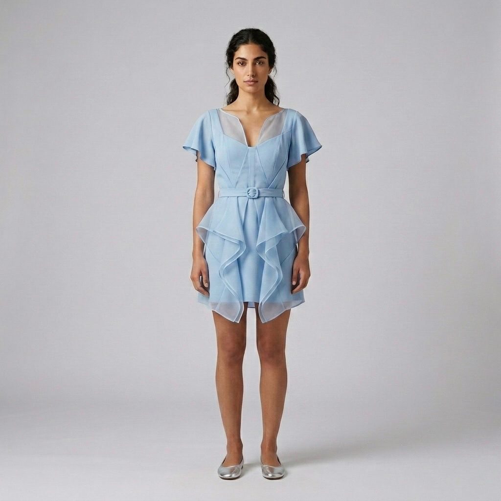Cascade-Hem Mini Dress