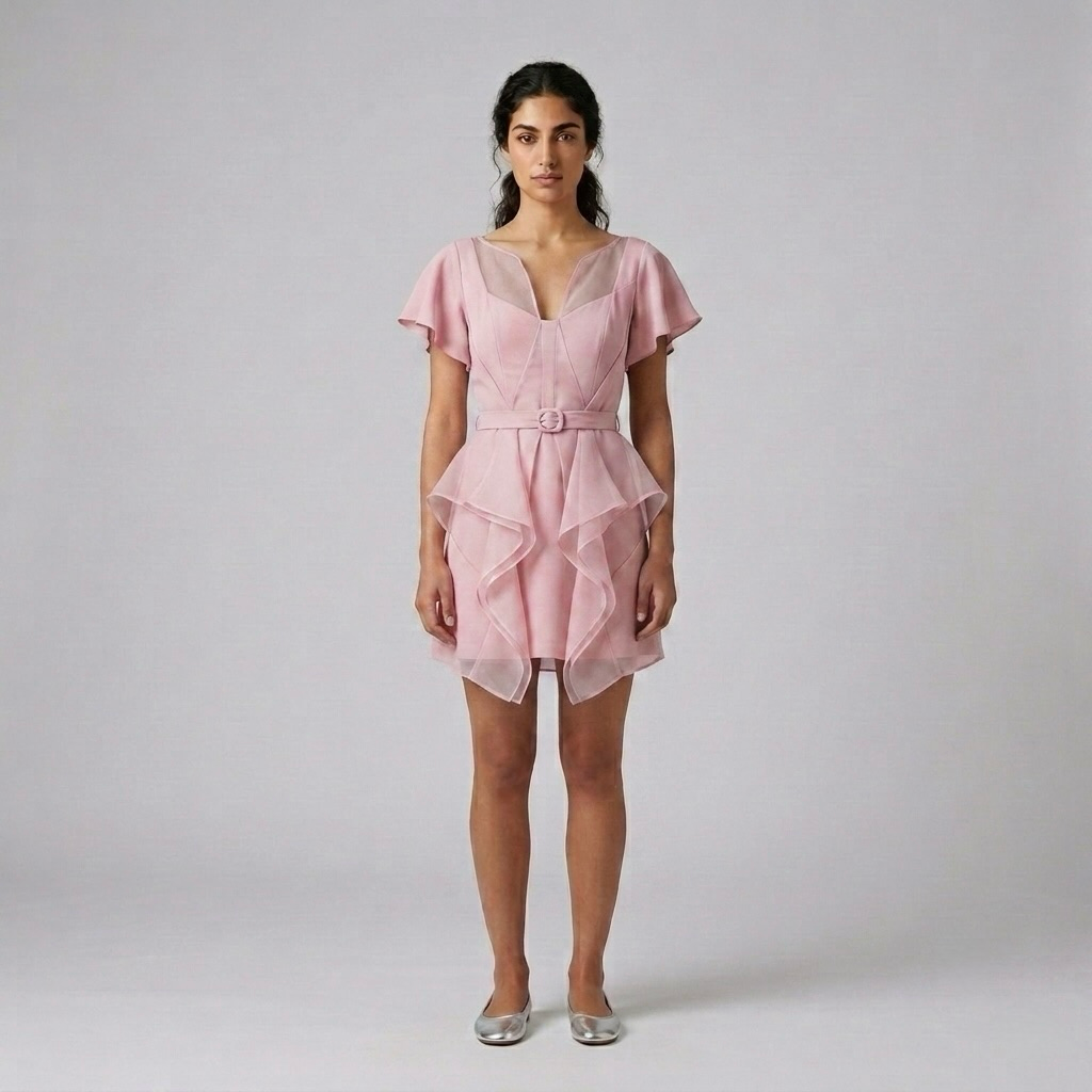 Cascade-Hem Mini Dress