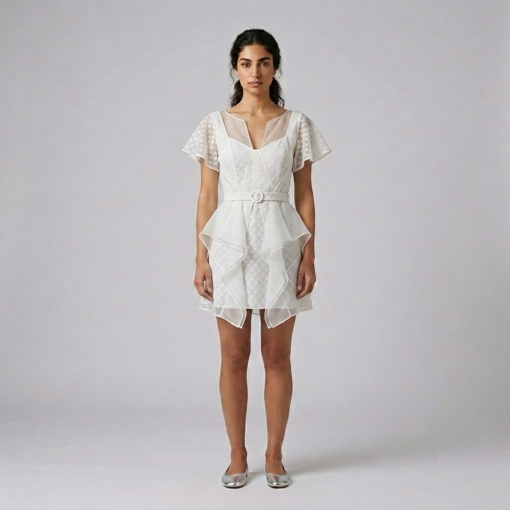 Cascade-Hem Mini Dress