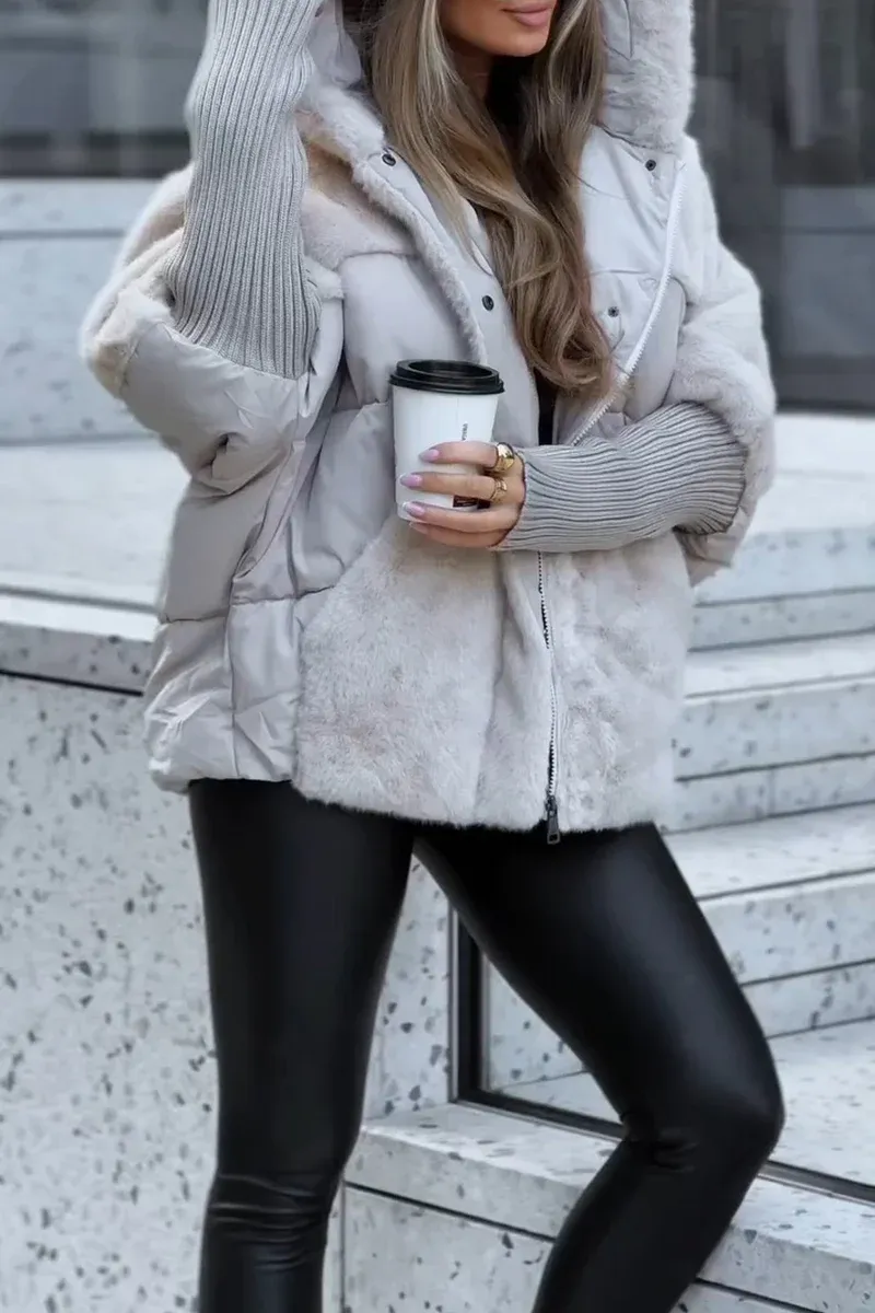 Oversized Teddy Puffer Coat with Hood