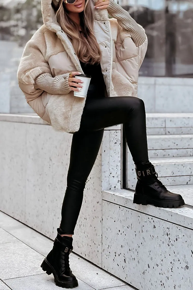 Oversized Teddy Puffer Coat with Hood