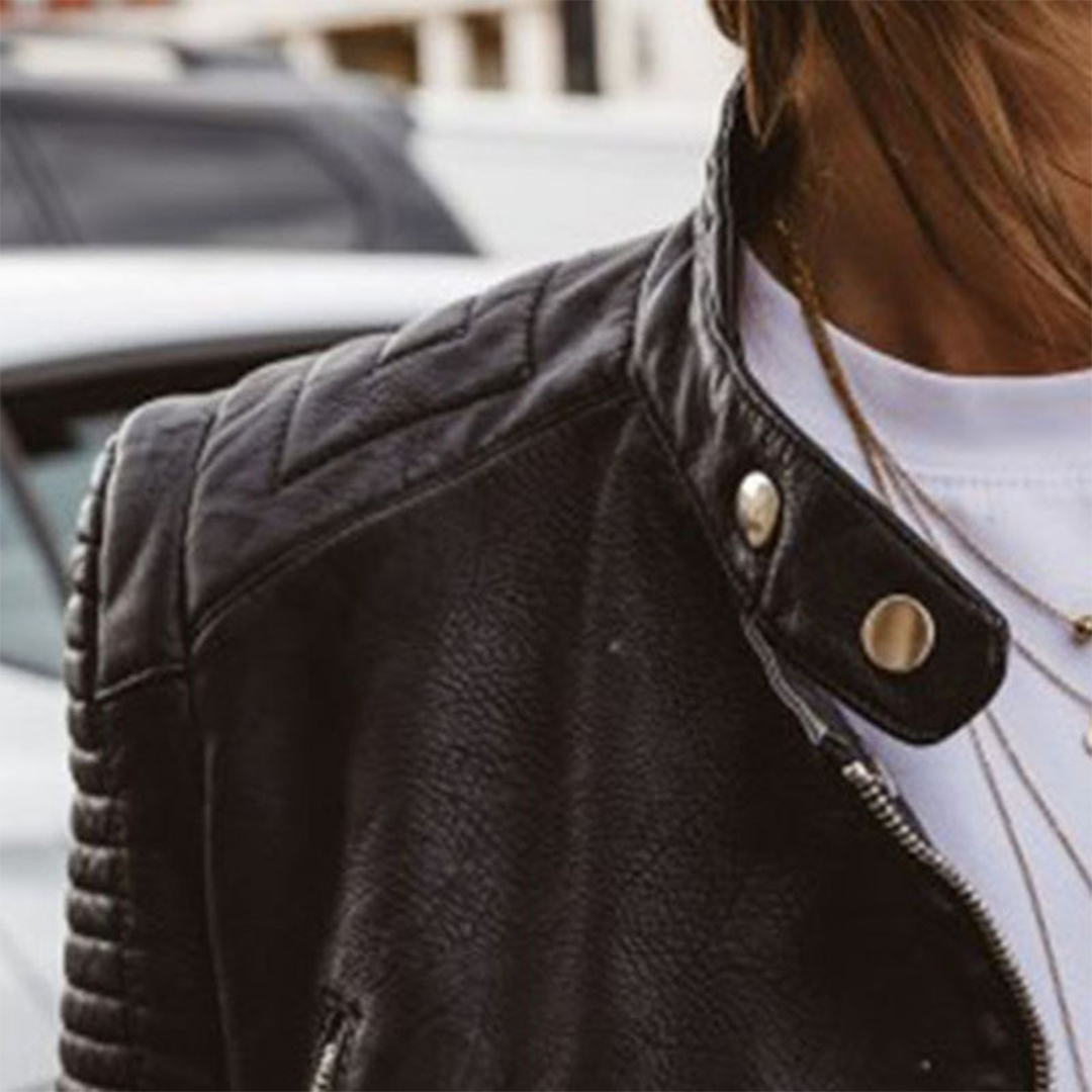 Casual Biker Style Zip Jacket