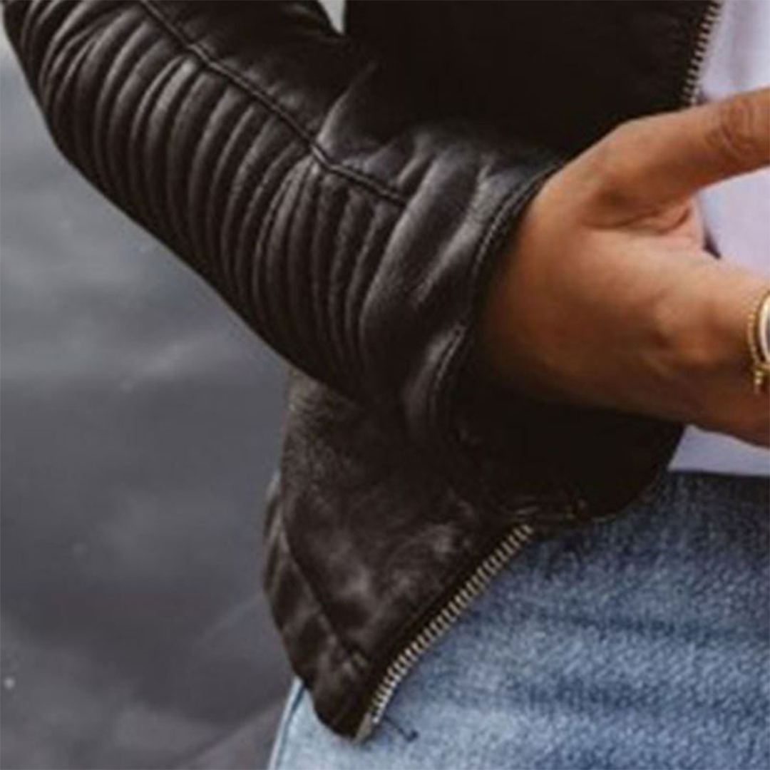 Casual Biker Style Zip Jacket
