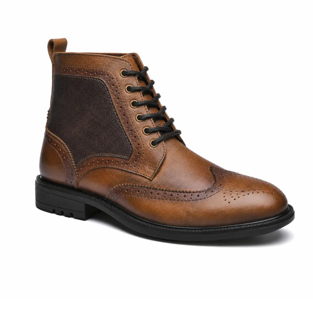 Burnished Leather Wingtip Boots with Grippy Outsole 2