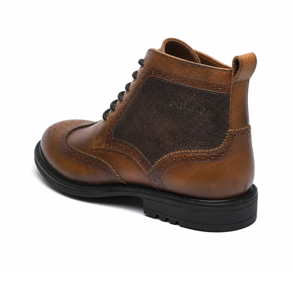 Burnished Leather Wingtip Boots with Grippy Outsole 3