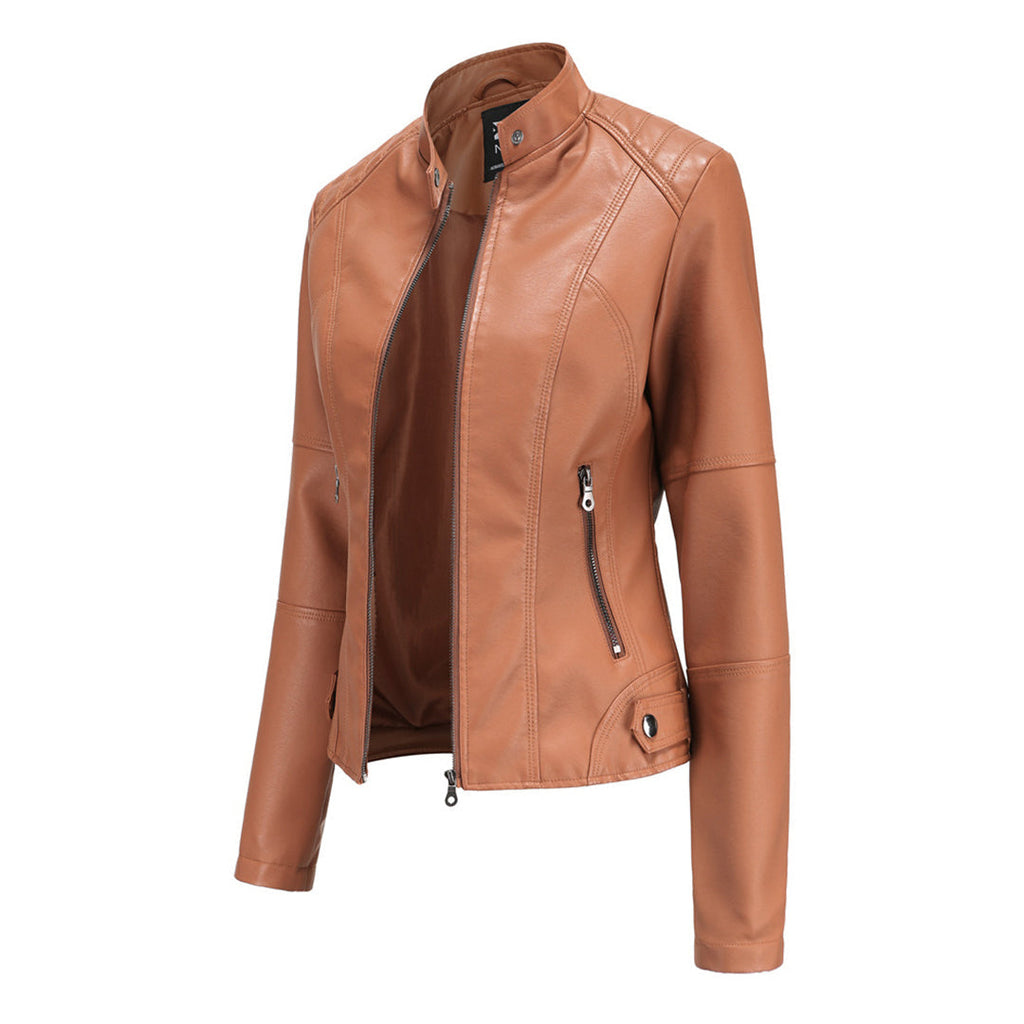Slim Fit Faux Leather Biker Jacket