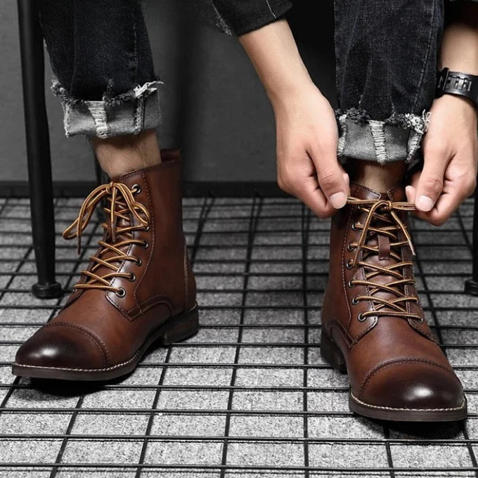 Cap Toe Black Leather Ankle Boots for Women with Lace-Up Closure 3