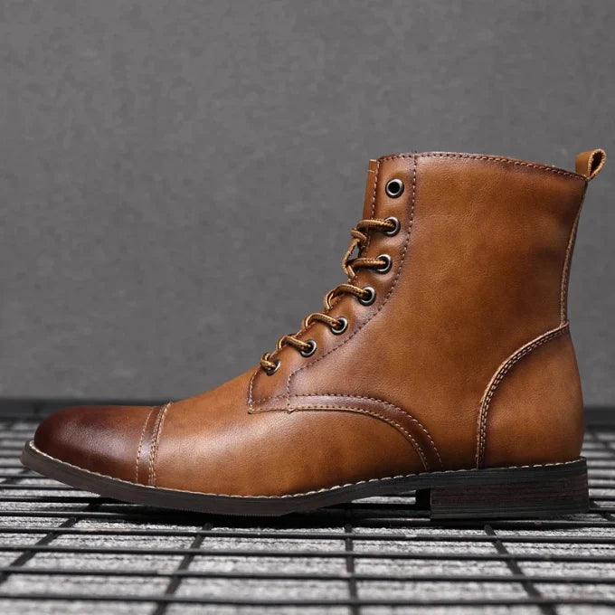 Cap Toe Black Leather Ankle Boots for Women with Lace-Up Closure 5