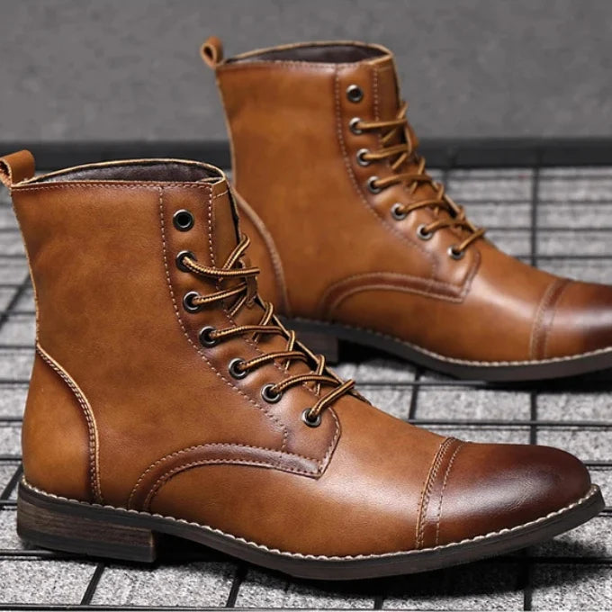 Cap Toe Black Leather Ankle Boots for Women with Lace-Up Closure 6