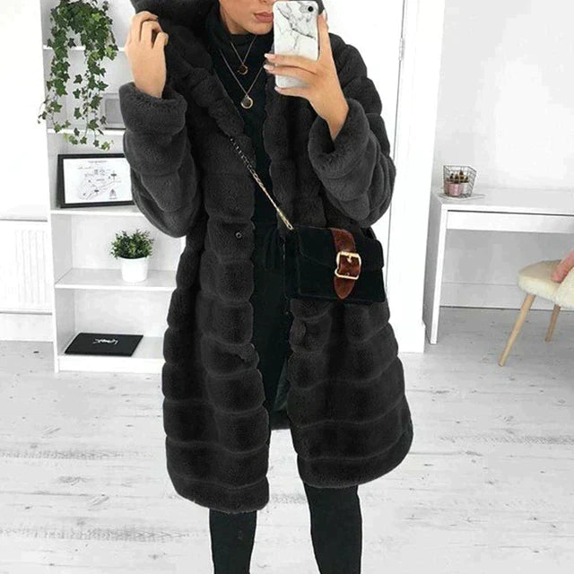 Button-Down Faux Fur Coat