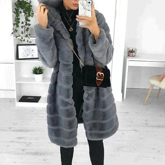Button-Down Faux Fur Coat